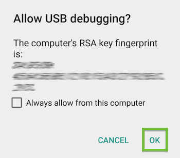 Allow Debugging Screen