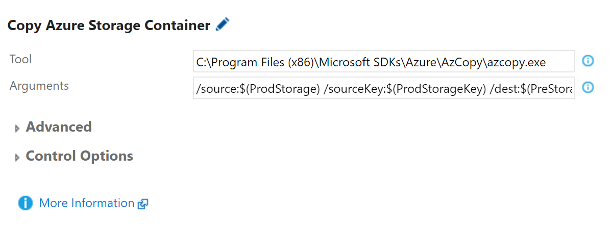 Copy Azure storage container screenshot